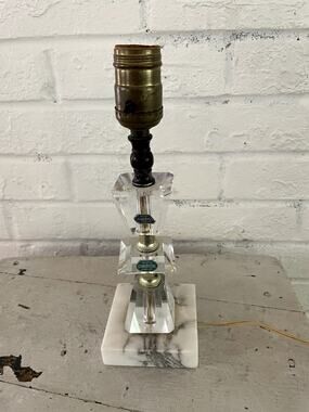 Vintage Imported Hand Cut Lead Crystal Table Lamp Marble Base Working